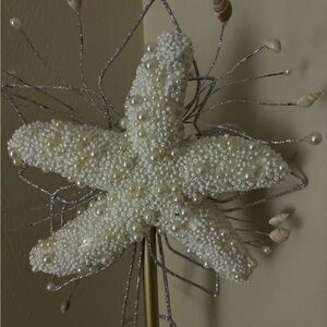 Elegant Pearl Beaded Starfish Christmas Tree Topper